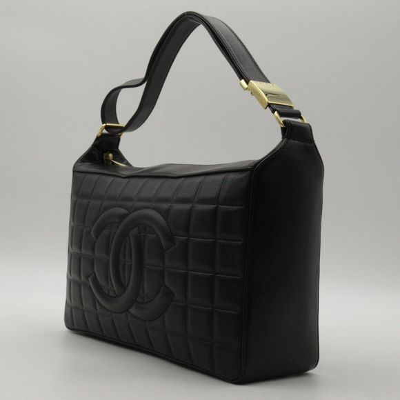 Chanel Chocolate Bar Shoulder Bag Lambskin Leather Black - Picture 3 of 6